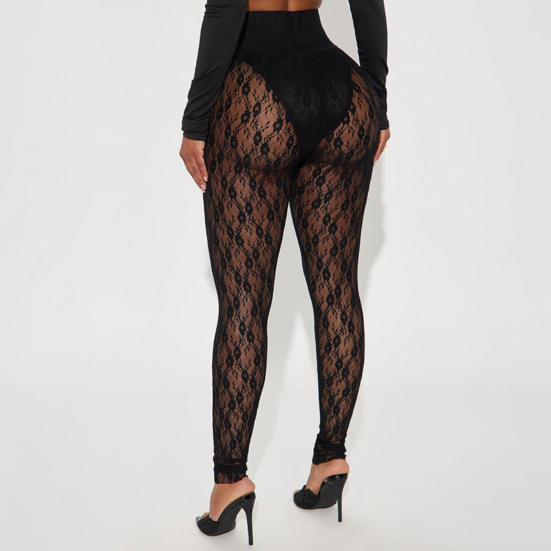 Lace See Through Casual Pants