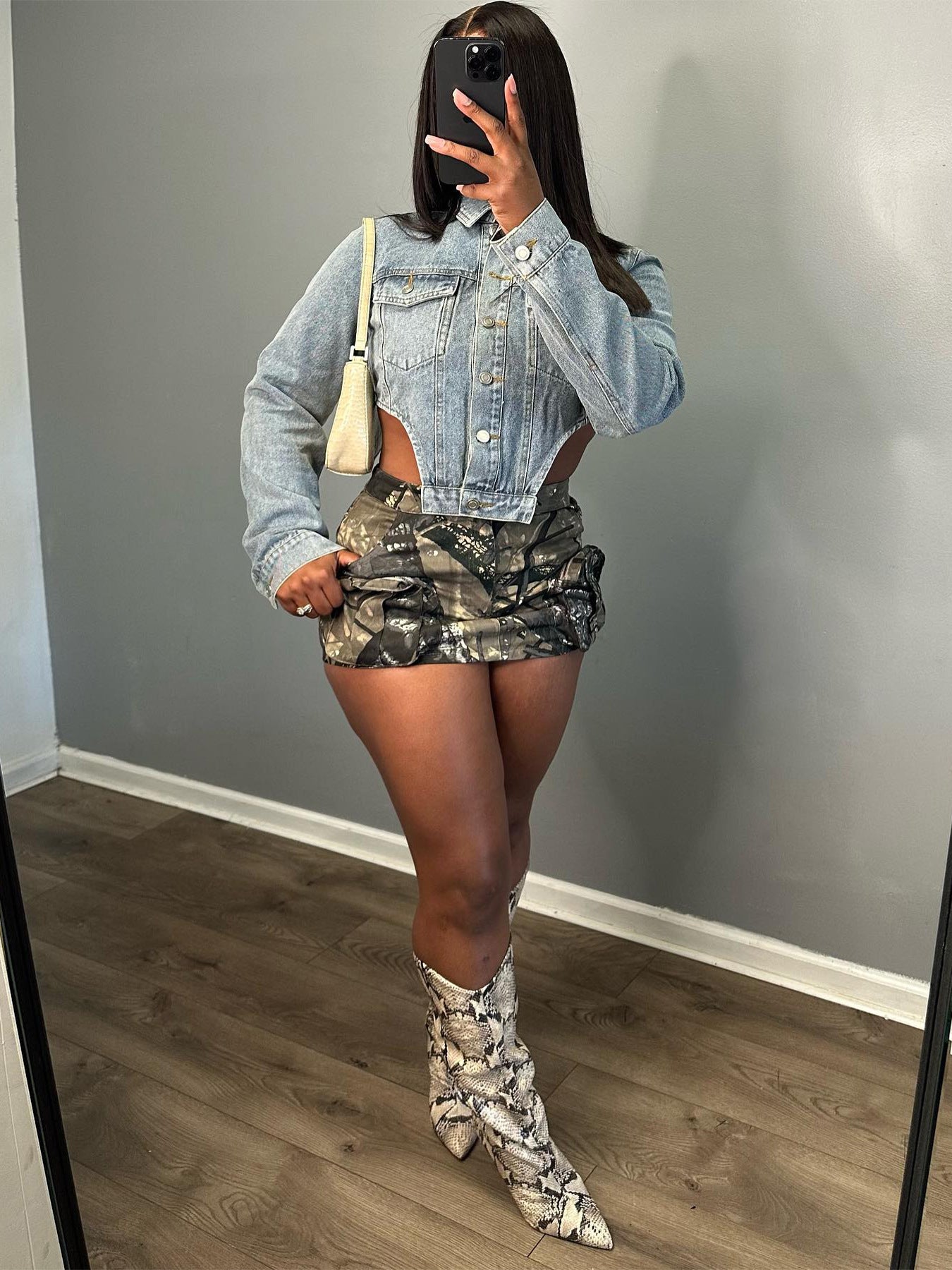 Irregular Side Cutout Short Denim Top