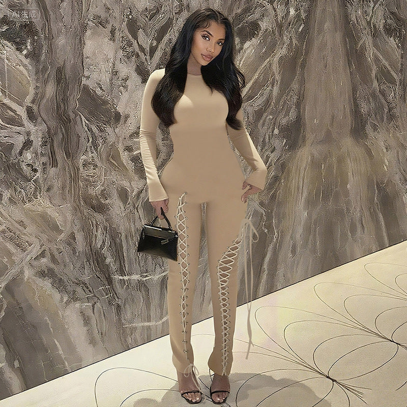 Hollow Out Bandage Skinny Jumpsuit