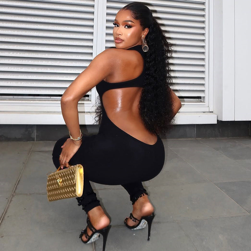 Hollow Out Sleeveless Backless Jumpsuit