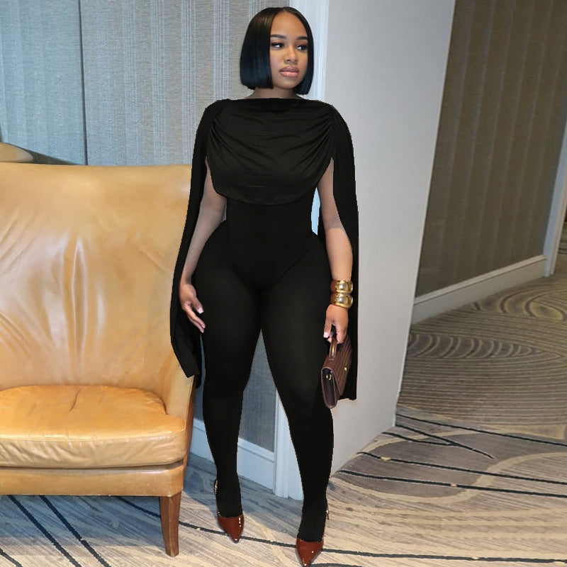 Sleeveless Patchwork Ruched Jumpsuit