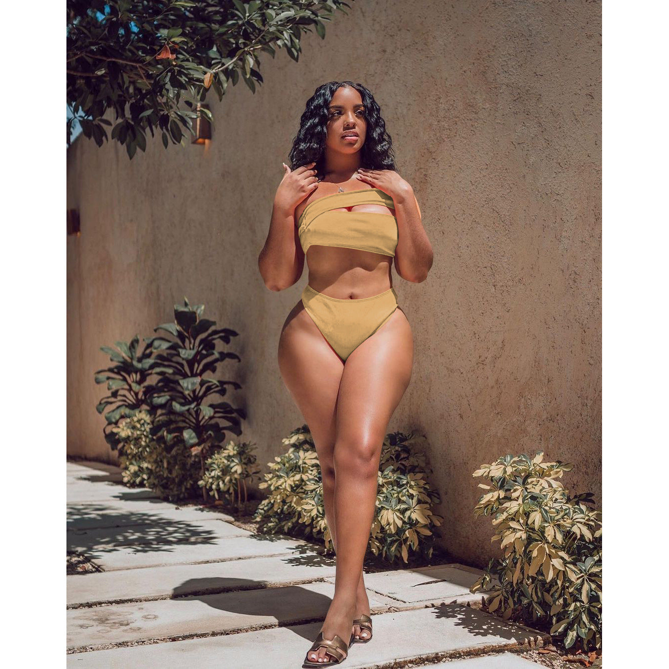 Sexy Solid Bikinis Two Piece Sets
