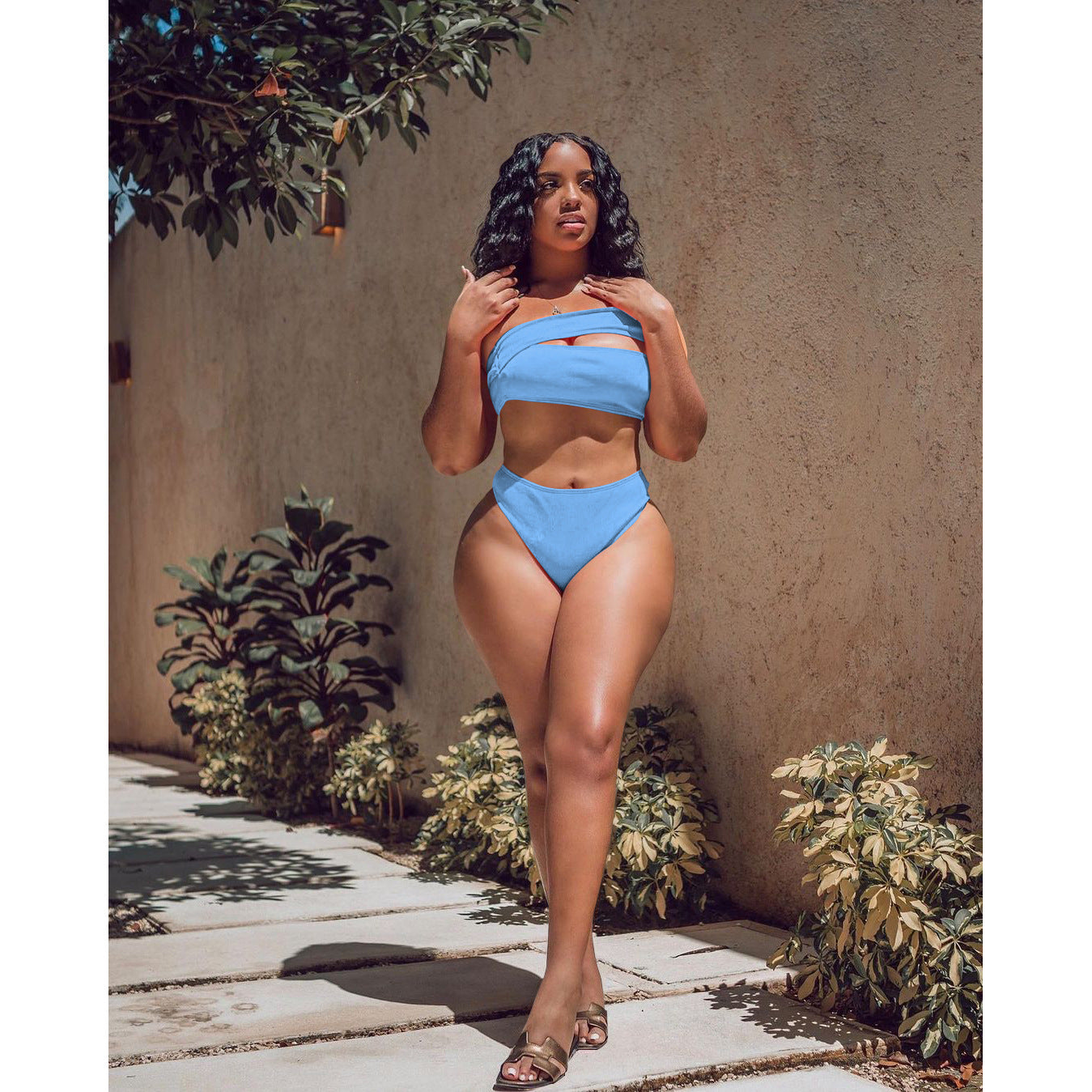 Sexy Solid Bikinis Two Piece Sets