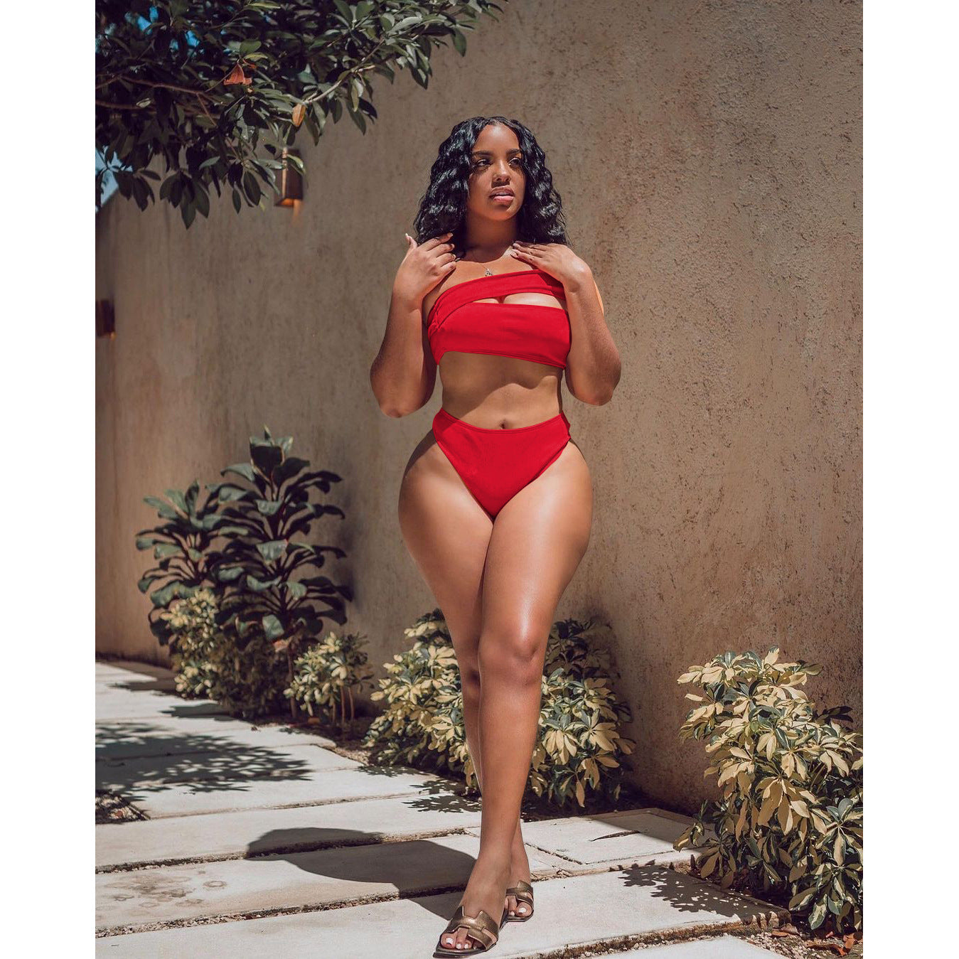 Sexy Solid Bikinis Two Piece Sets