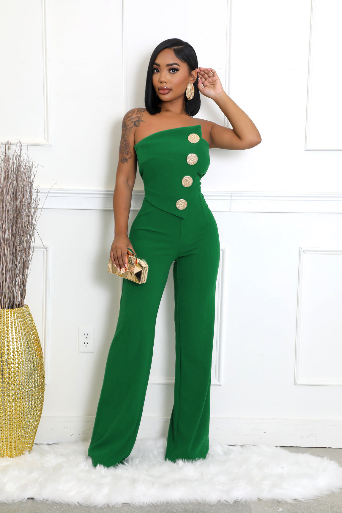 Sleeveless Big Button Sleeveless Sport Jumpsuit
