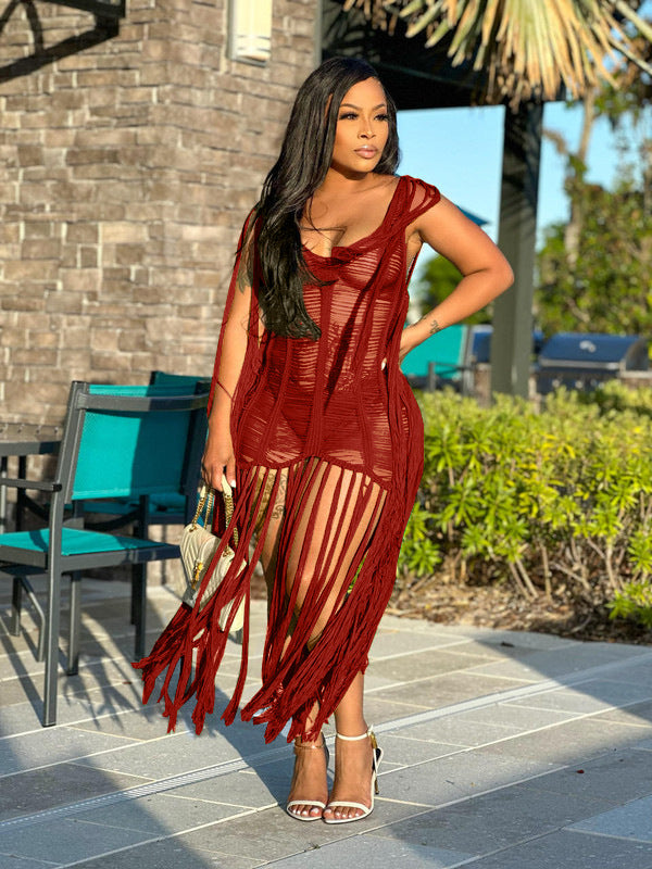 Sexy Hollow Tassel Beach Dress