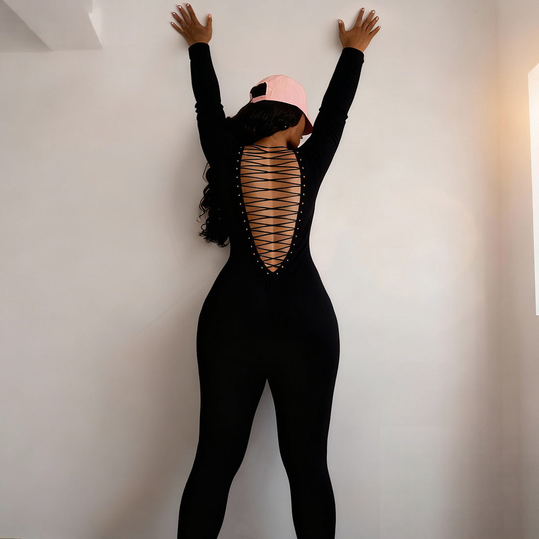 U Neck Backless Bandage Jumpsuit