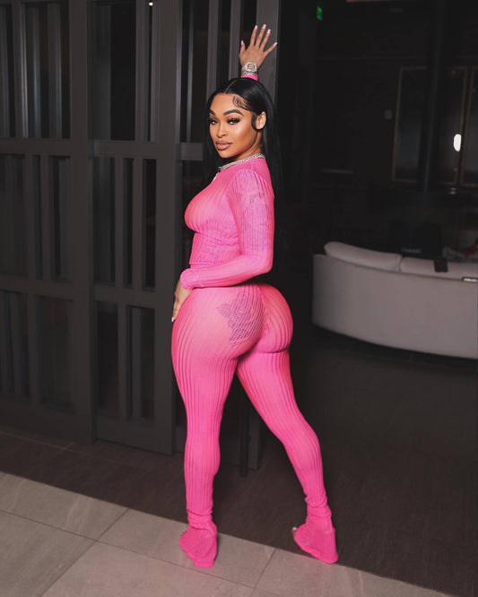Casual Solid Color Hollow Out Two Piece Pants Set